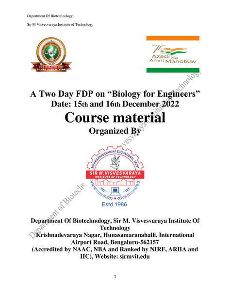 Biology For Engineers Notes - Sir M Visvesvaraya Institute of ...