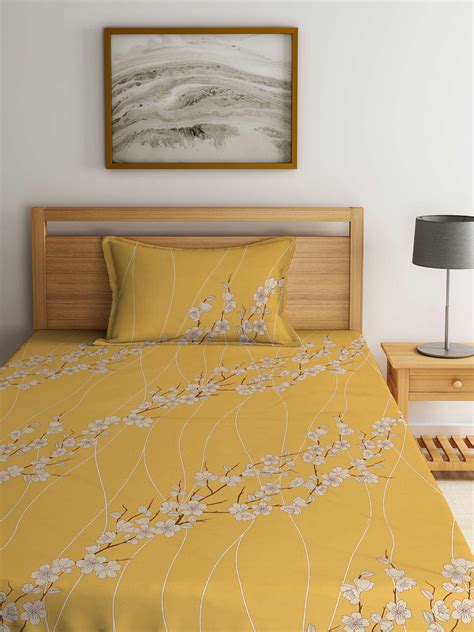 Klotthe Multicolor Floral 400 TC Pure Cotton Fitted Single Bedsheet Se ...