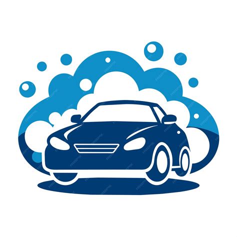 A car wash featuring a car being washed with foam set against a solid ...