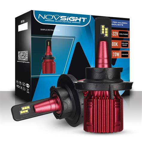 H13 9008 LED Headlight Bulbs Hi/Lo Beam, NOVSIGHT N18 Series Mini Size ...