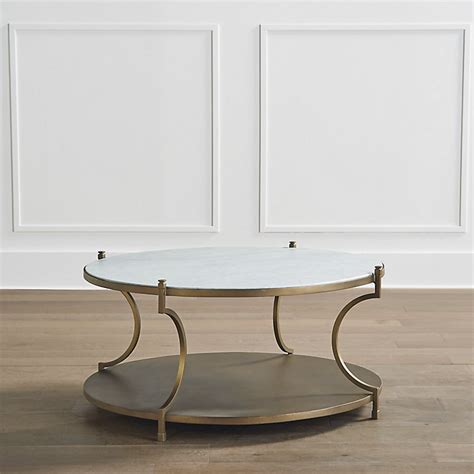 Amara Round Coffee & Side Tables with Aged Brass Iron Base & Carrara ...
