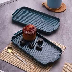 Buy TIED RIBBONS Set of 2 Ceramic Platters Tray for Serving Snacks ...