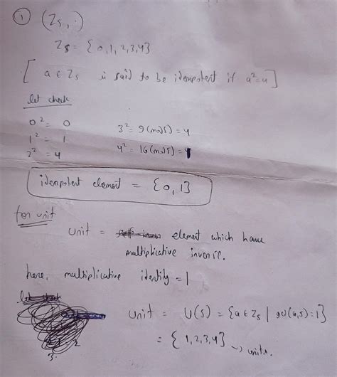 6. find the units and the idempotent elements in the monoid g) (z5 ...