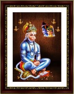 RAJ FRAME God Hanuman Praying Lord Ram & Devi Sita Brown Background ...