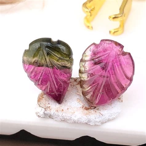 Buy Rare Natural 2.70 Carats Pink & Green Tourmaline Gem Leafs, 2 ...