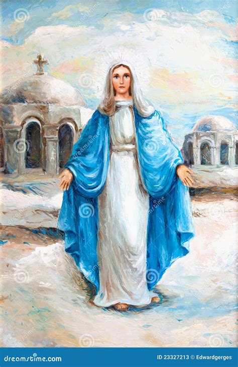 Virgin Mary Oil Painting stock illustration. Illustration of love ...
