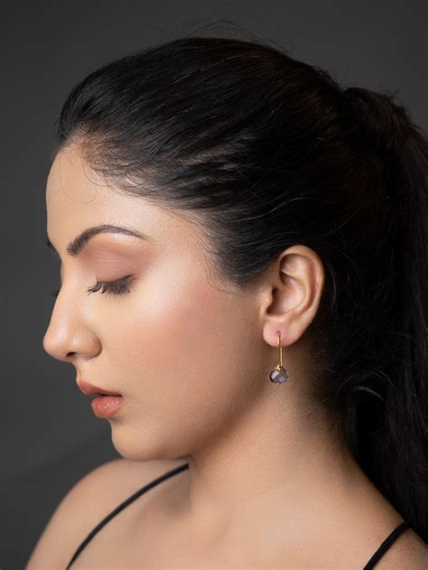 jewelry - berserk - Gold Plated Amethyst Drop Loops - maati crafts