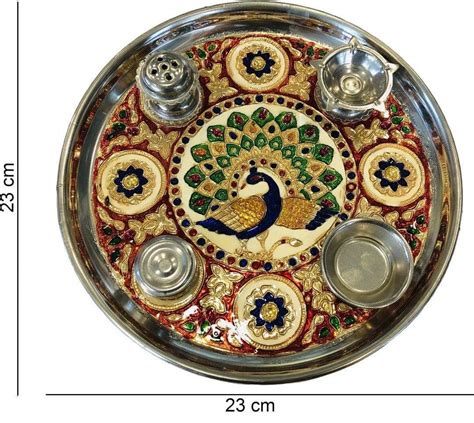 LAMANSH® Meenakari Swastik Designer Festival Ethnic Stainless Steel Po ...