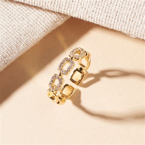 Square Link Studded Gold Ring | Salty – Salty Accessories