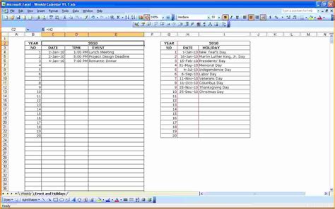 Image result for Weekly Schedule Excel Example