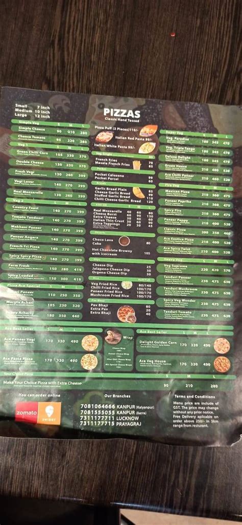 Menu at Hot Pizza Ace, Kanpur, 117 A Barsaitpur Kachhiyana