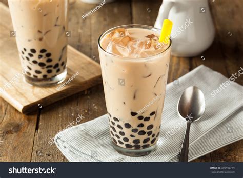 Homemade Milk Bubble Tea Tapioca Pearls Stock Photo 409592239 ...