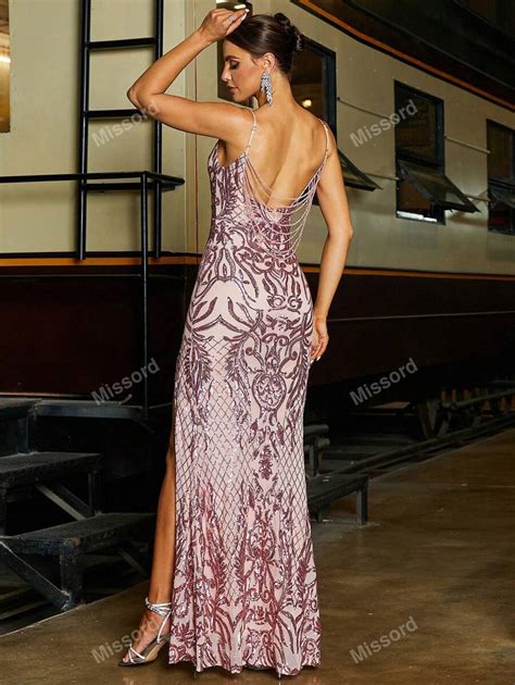 Missord Split Thigh Sequin Formal Dress | SHEIN EUR