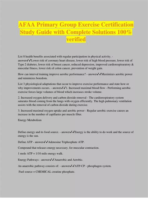 AFAA Primary Group Exercise Certification Study Guide with Complete ...
