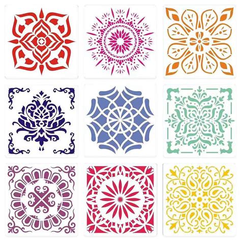 Painting Stencils Sosanping Drawing Mandala Template Reusable Laser Cut ...