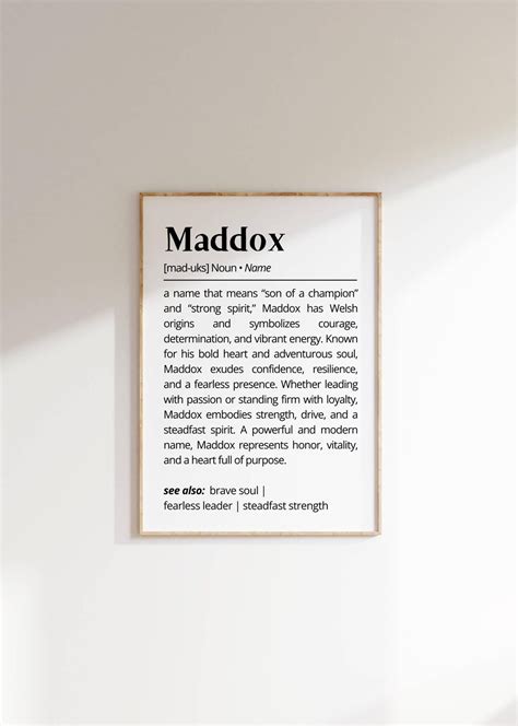 Maddox Name Definition Wall Art Personalized Name Meaning Gift for Him ...