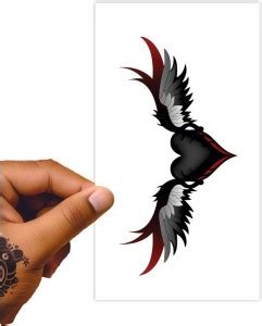 voorkoms Heart with Wings Temporary Tattoo For Male And Female Fake ...