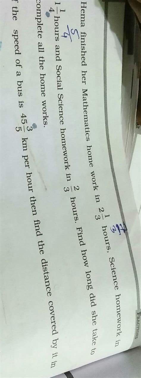 Hema finished her mathematics homework in 203 hours science homework in ...