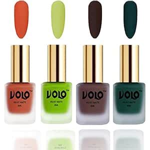 VOLO Velvet Matte Nail Polish Orange,Parrot Green,Chololate Brown and ...