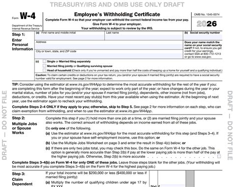 W-4 Form 2026 Draft: What’s New? | IRS Tax Forms 2026