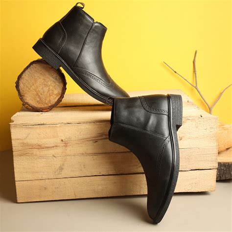 Men's Solid Slip-On Brogue Chelsea Boots – Carlton London Online