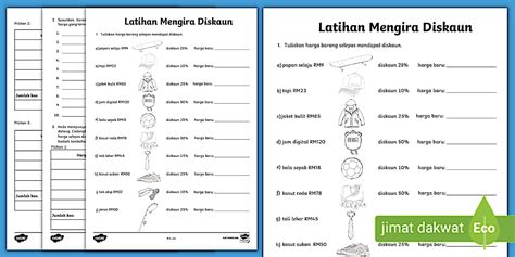 Lembaran Kerja Perpuluhan- Latihan Diskaun Tahun 6 - Twinkl