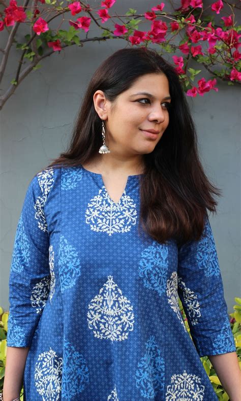 Cotton Mughal Print Blue Kali Kurta – Baareeki