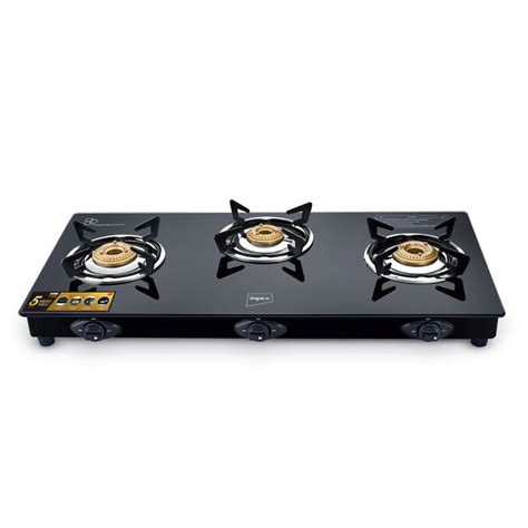 Impex Aspira Ador 3B Glasstop Gas Stove | 3 Brass Burners, Toughened G ...
