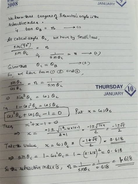 find the refractive index of a material medium for which the brewsters ...