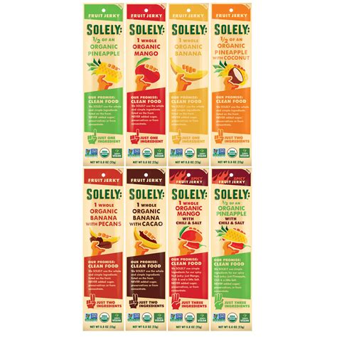 SOLELY Organic Fruit Jerky Variety Pack - 8 Strips | Vegan, Non-GMO, No ...