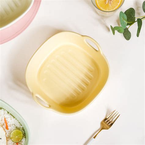 Pastel Baking Serving Bowl With Handle Yellow 800 ml Online - Premium ...
