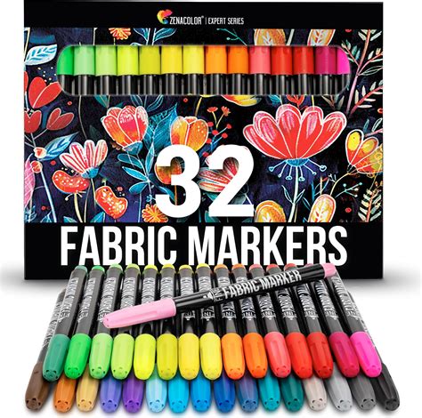 Amazon.com: Zenacolor 40 Fabric Markers Pens Set - Non Toxic, Indelible ...