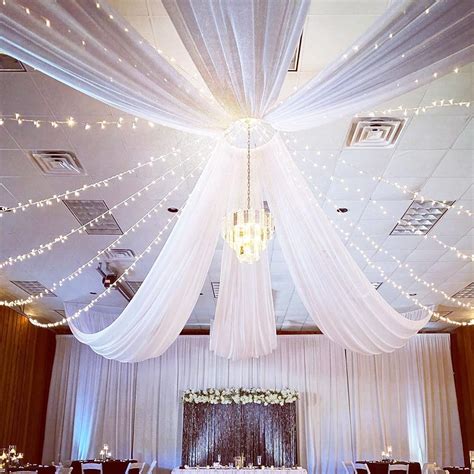 Amazon.com: FUHSY 5FTx30FT Wedding Ceiling Drapes White Ceiling Drapes ...