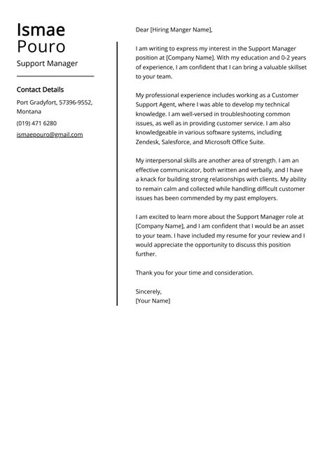 Support Manager Cover Letter Example (Free Guide)
