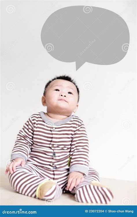 Cute Baby Thinking and Look Up Forward Stock Photo - Image of adorable ...