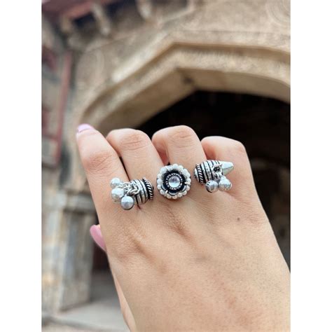 Buy ISHKAARA Women Festive Wear Oxidised Ghungroo Ring Online