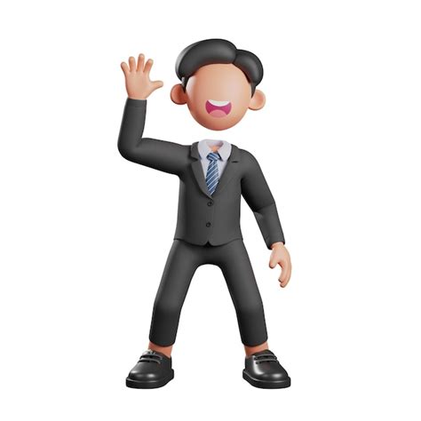 3d businessman with waving hand pose | Premium Photo