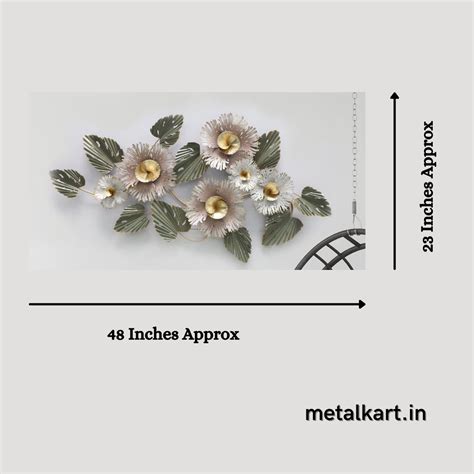Metallic flower wall hangings art (48 x 23 Inches) - Punam Metalcrafts