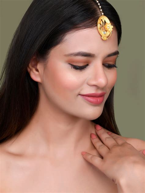 Buy Gold Plated Traditional Floral Maang Tikka for Women Online at ...