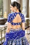 Buy Blue Blouse Chiffon Print Floral Bloom Round Shriya Velvet Bridal ...