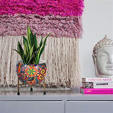 ANGEL CRAFT Iron Meena Pot with Stand (Multicolor) : Amazon.in: Garden ...