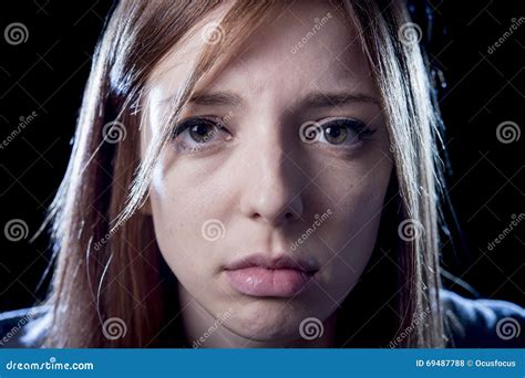 Teenager Girl in Stress and Pain Suffering Depression Sad and Scared in ...