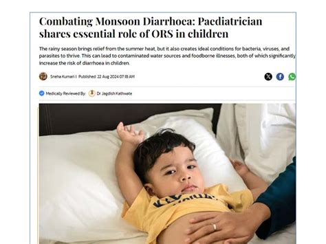 Combating monsoon diarrhea pediatrician shares essential role of ORS in ...