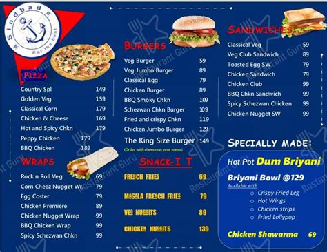 Menu at Sindbad, Coimbatore, Opposite KCT Tech Park Campus