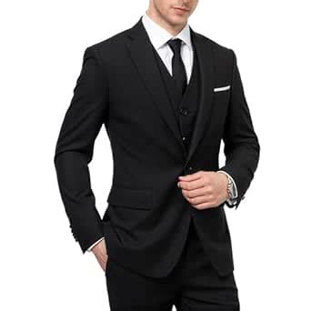 Buy Mens 3-Piece Suit Notched Lapel One Button Slim Fit Formal Jacket ...