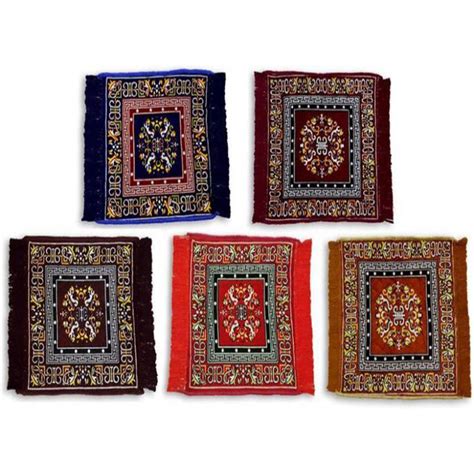 Buy Dehati Store Multicolor Velvet Pooja mat Pooja Asan Set of 5 Pcs ...
