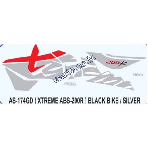 Graphics Sticker Set for Hero Xtreme 200R | ABS | Black Vehicle | Silv