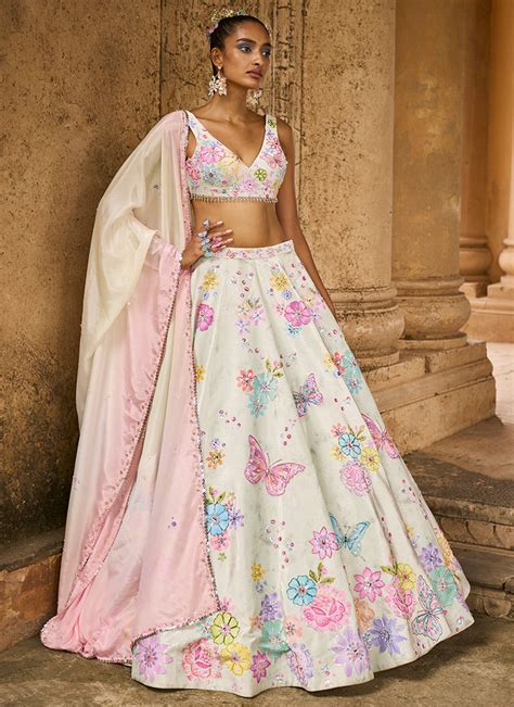Light Green Embellished Velvet Lehenga – Lashkaraa India