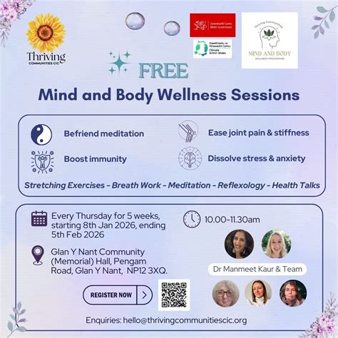 🌿 FREE Mind & Body Wellness Sessions – Pengam 🌿, Glan-Y-Nant Memorial ...