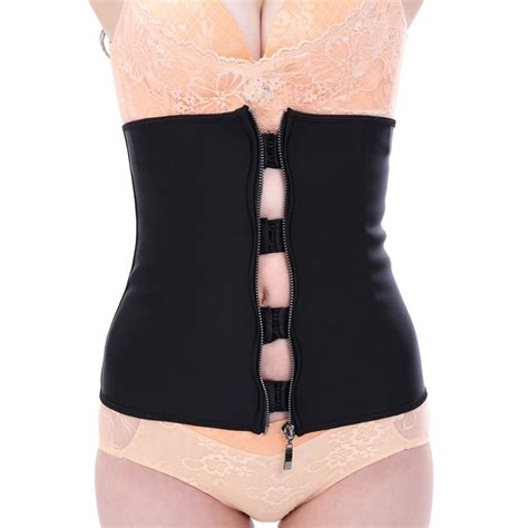 Zipper Hooks Women Latex Waist Trainer Corset Slimming Belt Plus Size ...